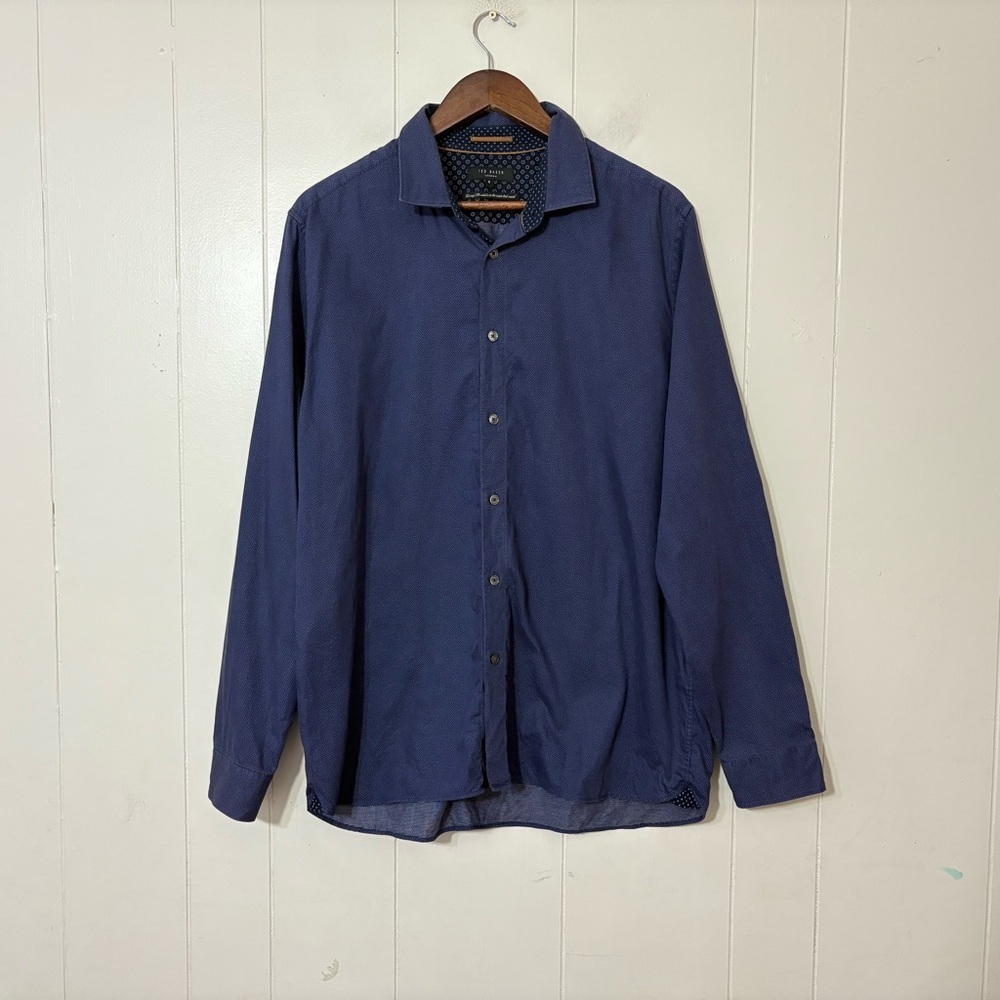 Ted Baker Men’s Cotton Button Down Shirt Blue Size 6 Large Old Money